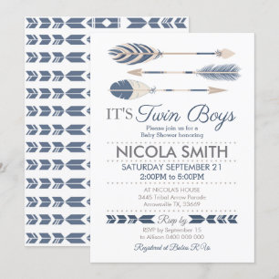 Einladung der Twin Boys Tribal Arrow Baby Shower