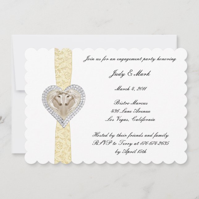 Einladung der Unicorn Yellow Lace Engagement Party (Vorderseite)