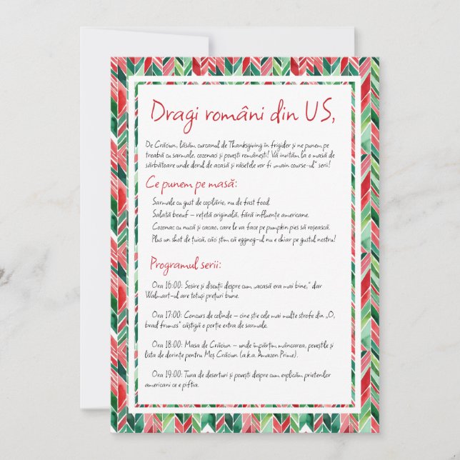 Einladung der US-Diaspora Masa de Craciun (Vorderseite)