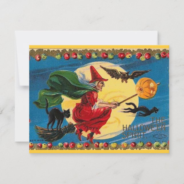 Einladung der Vintagen Hexe (Vorderseite)