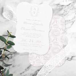 Einladung der Wappen Monogram Rosa Hochzeit