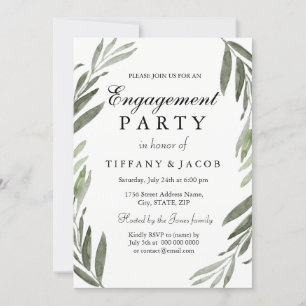 Einladung der Watercolor Green Leaf Engagement Par