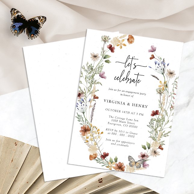 Einladung der White Boho-Engagement-Partei (White Floral Boho Engagement Party Invitation by Painted Paperie
)