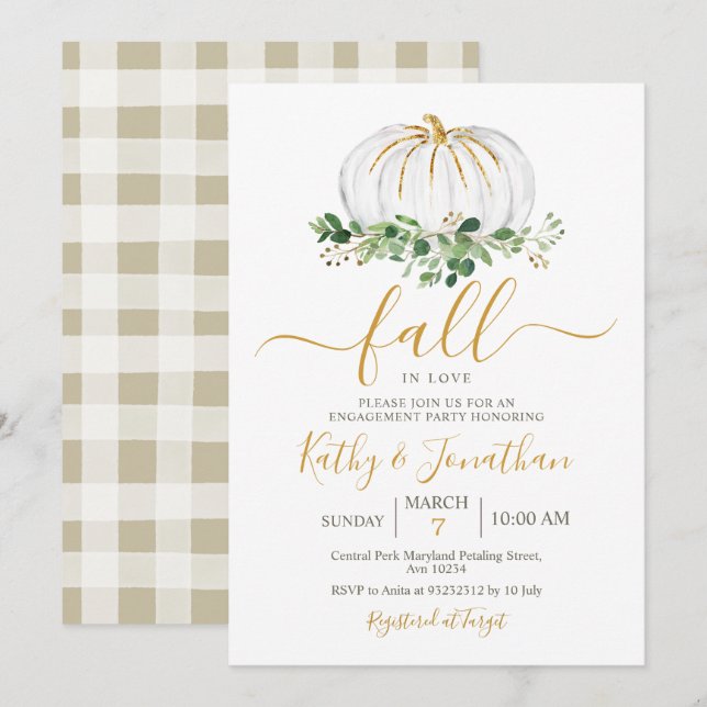 Einladung der White Gold Pumpkin Engagement Party (Vorne/Hinten)