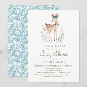 Einladung der Woodland Deer Baby Dusche