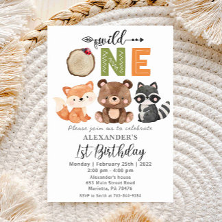 Einladung der Woodland Wild One Bären zum Geburtst