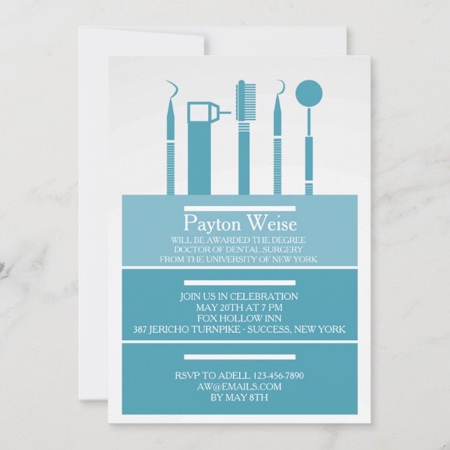 Einladung des Abschlusses Dental Instruments (Vorderseite)