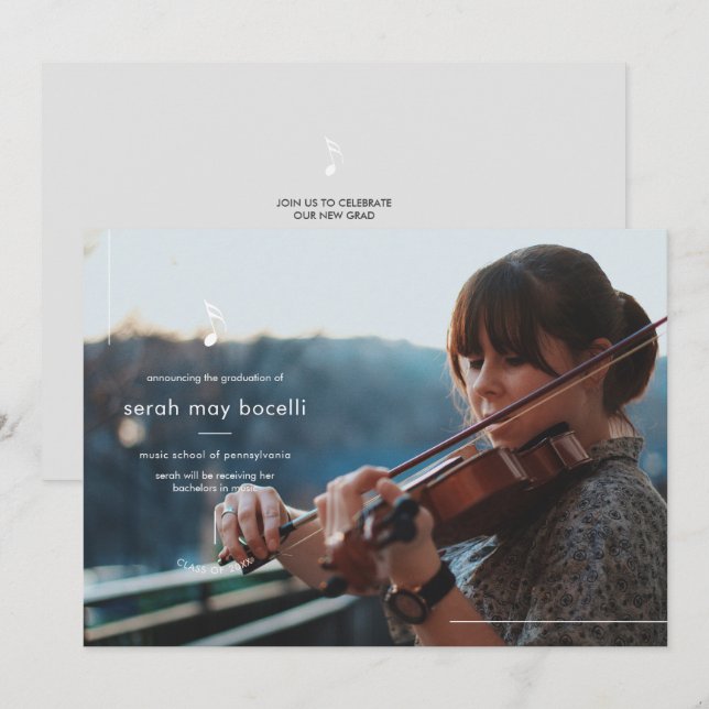 Einladung des Abschlusses Simple Music Major (Vorne/Hinten)