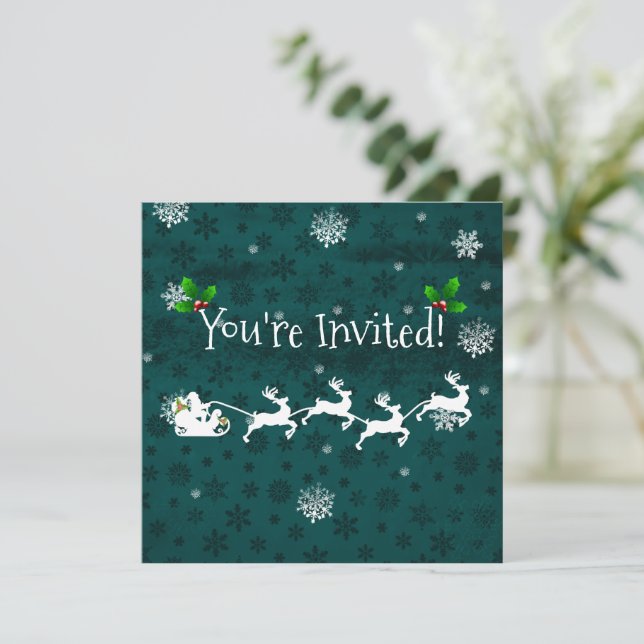 Einladung des aquamarinen Weihnachtsmanns zum Schl (Stehend Vorderseite)