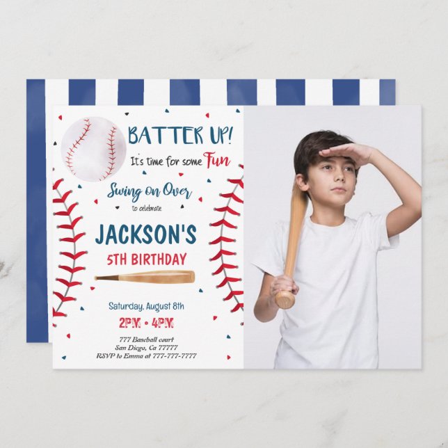 Einladung des Baseball-Fotos (Vorne/Hinten)