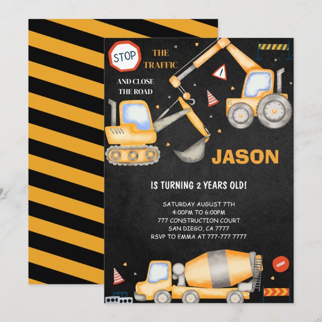 Einladung des Baumeisters zum 2. Geburtstag (Vorne/Hinten)