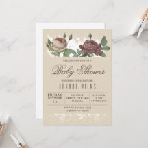 Einladung des Burgundy Blush Floral Gold Baby Dusc