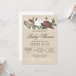 Einladung des Burgundy Blush Floral Gold Baby Dusc