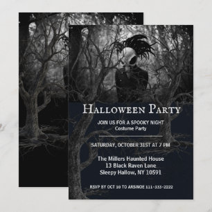 Einladung des Creepy Bird Skull Halloween-Party
