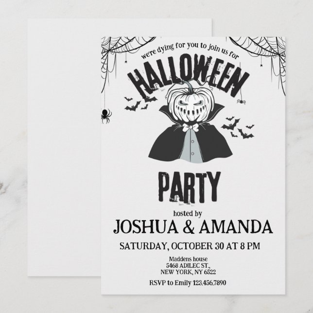 Einladung des Erwachsenen-Halloween-Party (Vorne/Hinten)