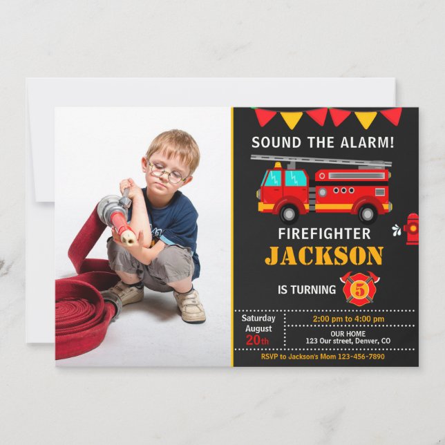 Einladung des Feuerwehrmanns zum Geburtstag (Vorderseite)