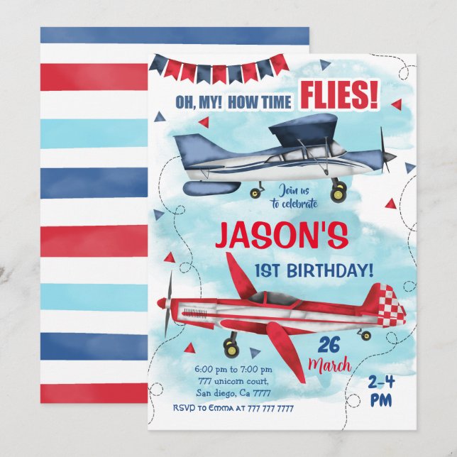 Einladung des Flugzeugs zum Geburtstag (Vorne/Hinten)