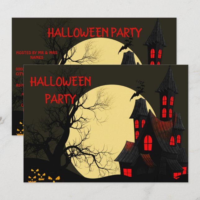 Einladung des gejagten Hauses zum Vollmond-Hallowe (Vorne/Hinten)