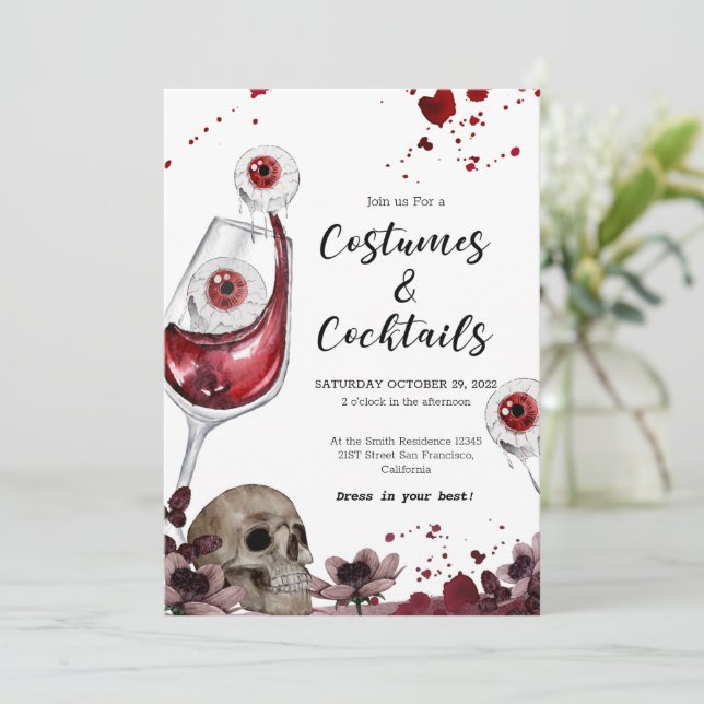 Einladung des Halloween-Party Blutes Augapfel (Stehend Vorderseite)