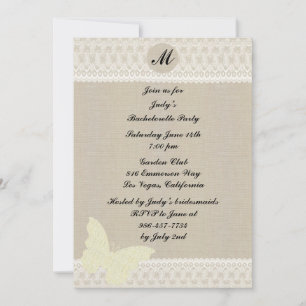 Einladung des Junggeselinnen-Abschieds Burlap und