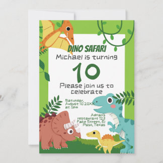 Einladung des Kindergeburtstags: Dino Safari, QR-C