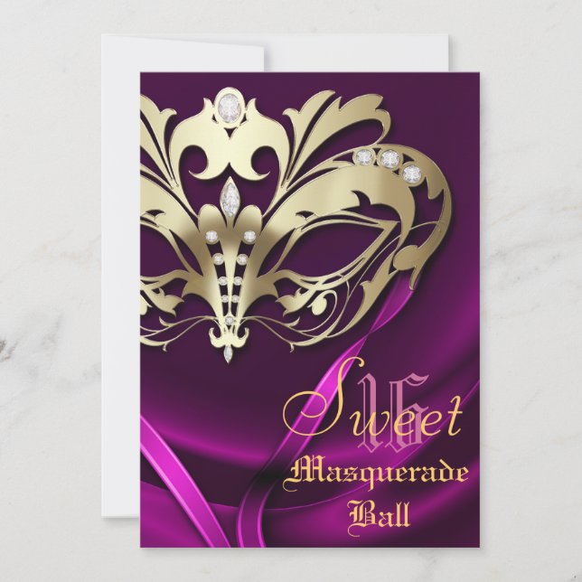 Einladung des Maskerade-Rosa Jeweled Bonbon-16 (Vorderseite)