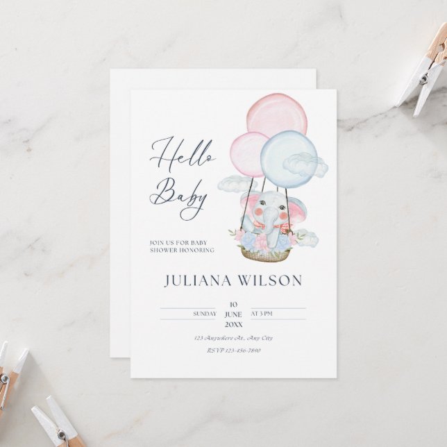 Einladung des Minimalistischen Tierbabys mit weiße (Vorderseite/Rückseite Beispiel)