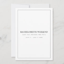 Einladung des modernen White Bachelorette Weekend