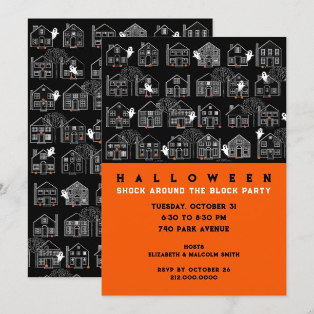 Einladung des Nachbarschafts-Halloween-Party (Vorne/Hinten)