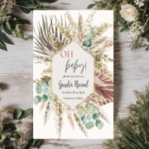 Einladung des neutralen Tone Boho Pampas Gender