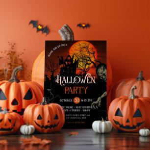 Einladung des Orangen und Schwarzen Spooky Hallowe