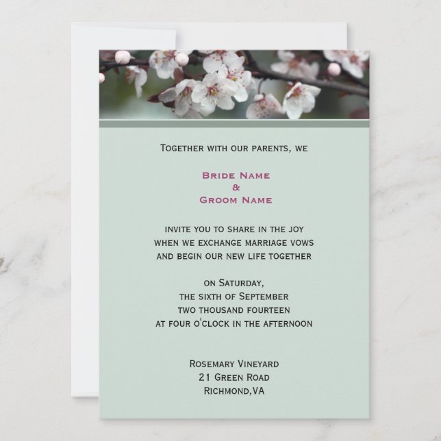Einladung des Paares zur Hochzeit (Vorderseite)