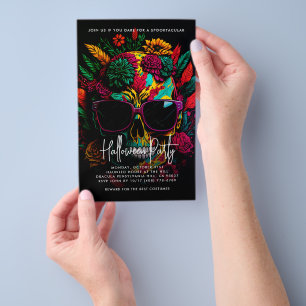 Einladung des tropischen Blumenschädels-Halloween- Flyer