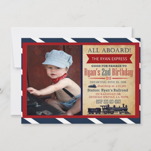 Einladung des Vintagen Zuges zum Geburtstag (Vorderseite)