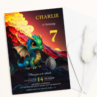 Einladung des Volcano Fire Dragon Kid Boy zum Gebu
