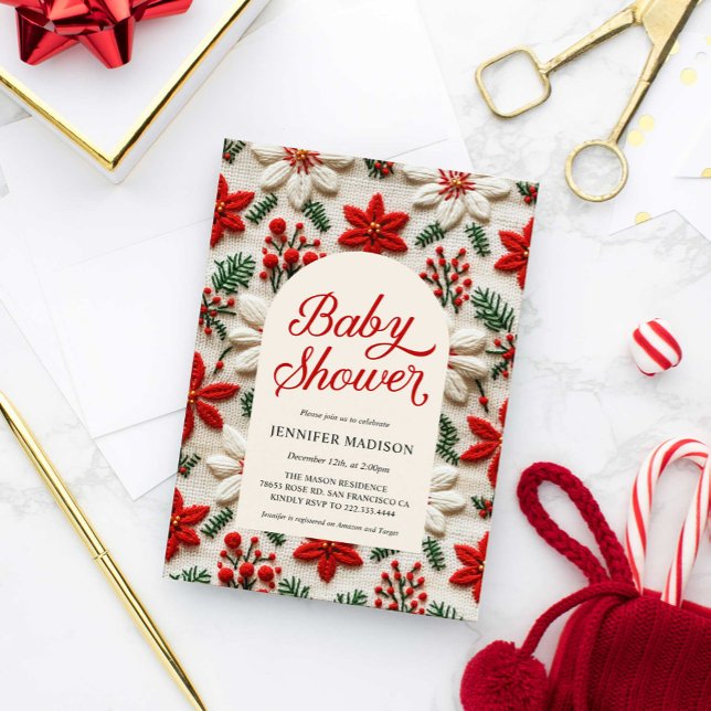 Einladung des Weihnachtsgeschlechts zur neutralen  (Festive Christmas Baby Shower Invitation)