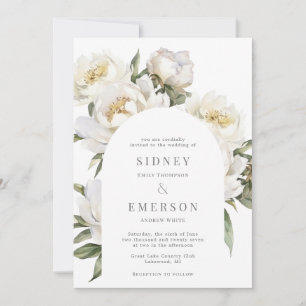Einladung des White Peony Floral Wedding Arch