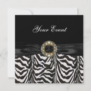 Einladung Diamant Schmuck Schwarz Weiß Zebra
