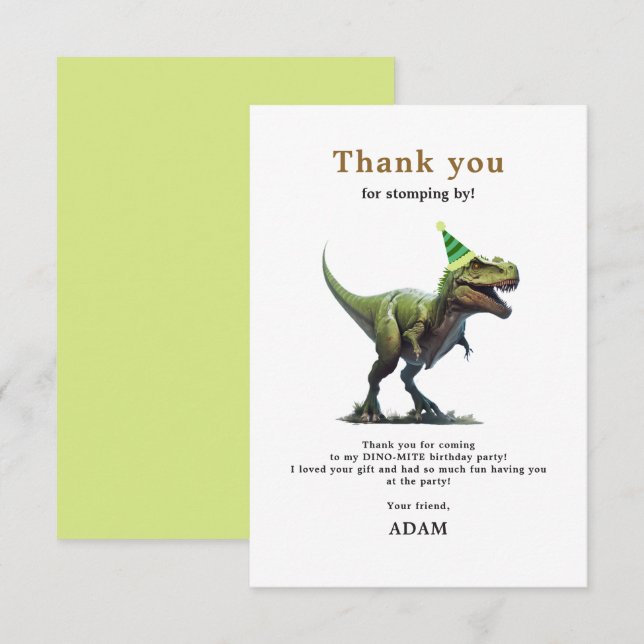 Einladung Dinosaur zum Geburtstag, drei Nachmittag (Vorne/Hinten)