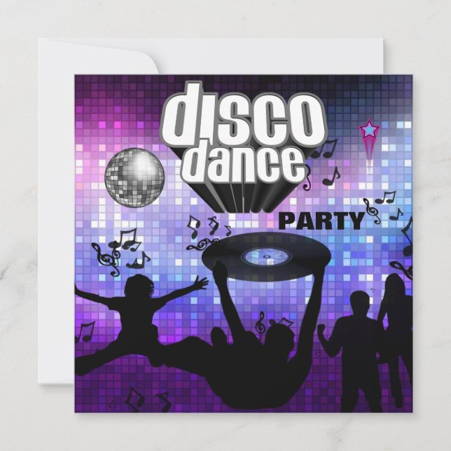 Einladung Disco Dance Party Retro (Vorderseite)