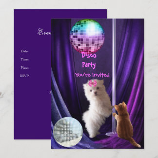 Einladung Disco Party Hunde Katze Maltesische Welp
