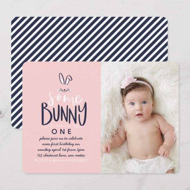 EINLADUNG EINER BUNNY BIRTHDAY PARTY (Vorne/Hinten)