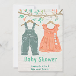 Einladung einer Crayon-Illustrierten Babydusche