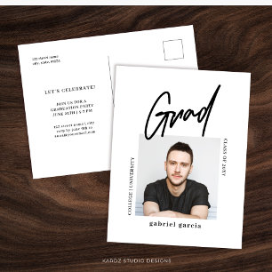Einladung einer modernen Minimal-Script-Graduierun Postkarte