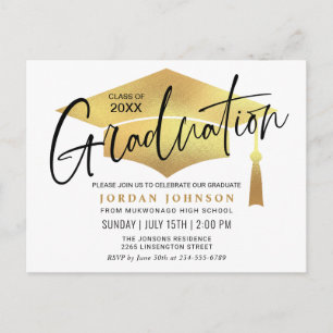 Einladung einer modernen Minimalistischen Graduier Postkarte