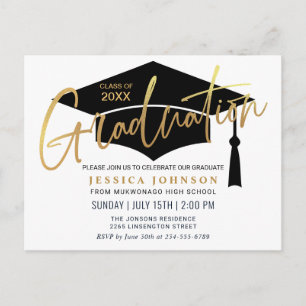 Einladung einer modernen Minimalistischen Graduier Postkarte