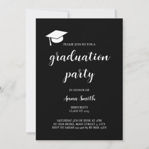 Einladung einer modernen Schwarz-weißen Graduierte