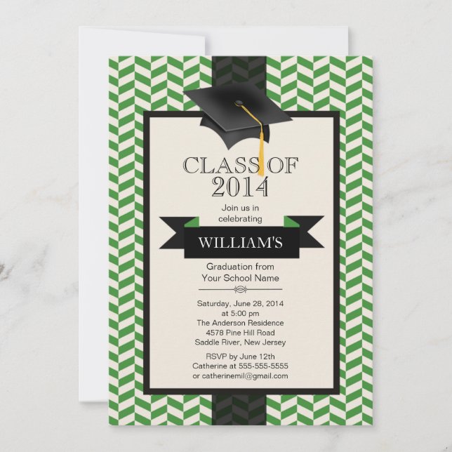 Einladung einer modernen Zickzack Graduierungspart (Vorderseite)