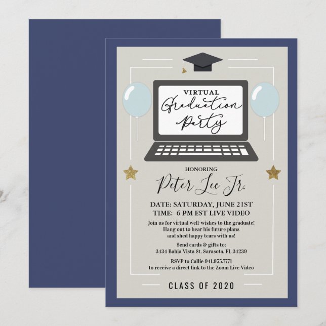 Einladung einer virtuellen männlichen Graduierteng (Vorne/Hinten)