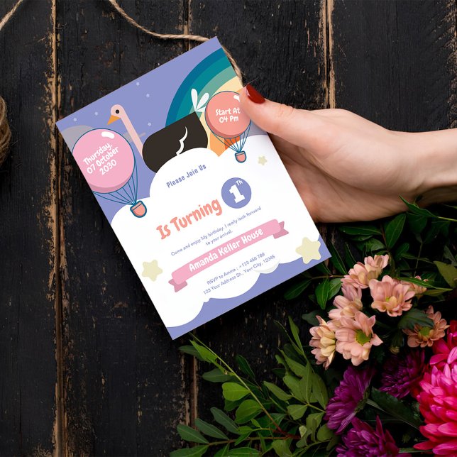 Einladung eines Geburtstags - Niedlicher Regenboge (Von Creator hochgeladen)